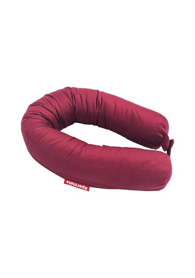 Fermuarlı Cırt Cırtlı Seyahat Boyun Yastığı Yolculuk Yastığı 110cm Bordo