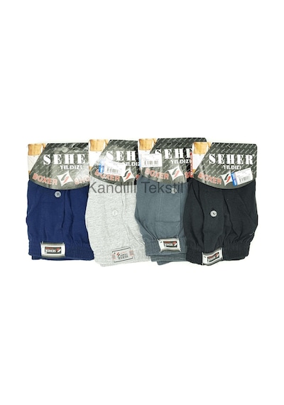 6 Lı Paket Seher Yıldızı Pamuklu Penye Düğmeli Erkek Boxer 0008