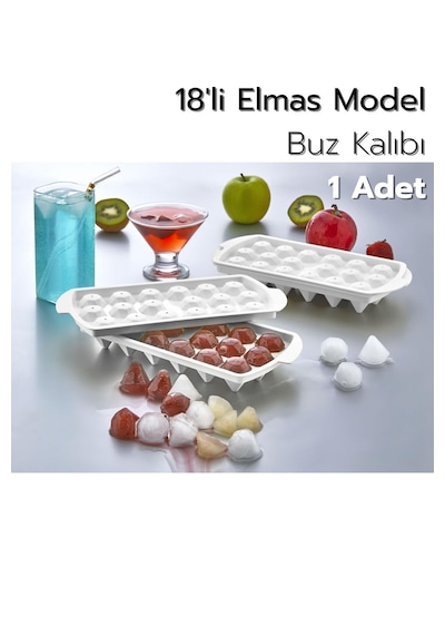 18'li Elmas Model Buz Kalıbı Elmas Buzluk - 1 Adet Çok Renkli