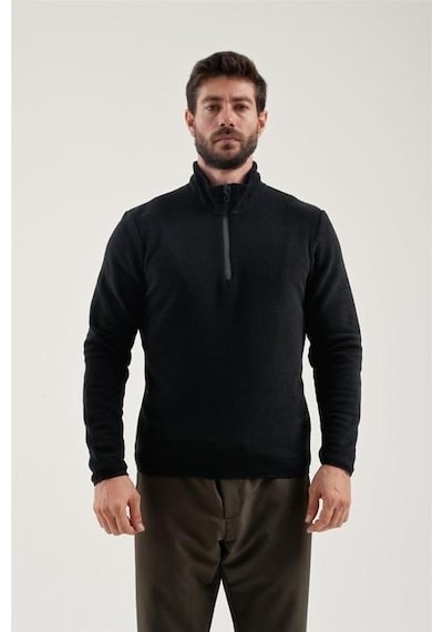 Exuma Yarım Fermuarlı Polar 2312002-Black Siyah
