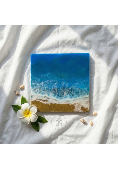 Akdeniz Esintili Epoksi Okyanus Duvar Tablosu El Yapımı Reçine Sanatı 25x25 Cm / 30x30 Cm 1 Adet