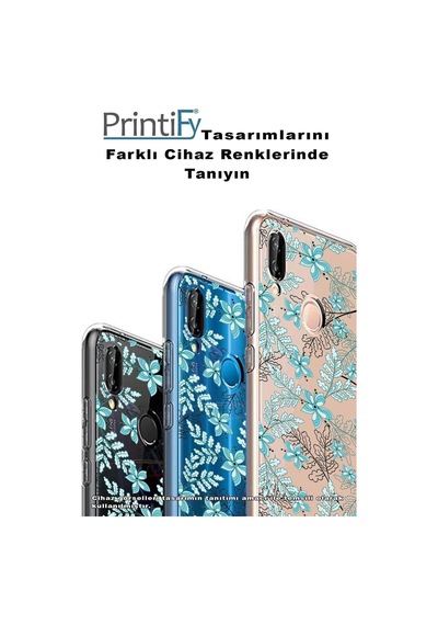 Redmi 10c Kapak Floral Su Yeşili Tasarımlı Şeffaf Kılıf