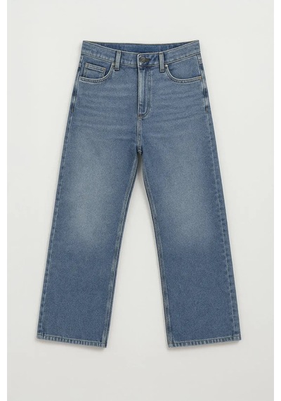 Blue White Kadın Yüksek Bel Wide Leg Mavi Jean Pantolon Mavi 28