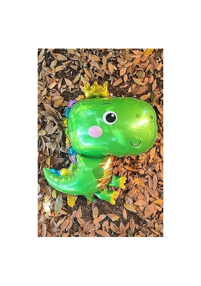 Yeşil Renkli Dinozor Temalı Folyo Balon 2 Yaş Mavi