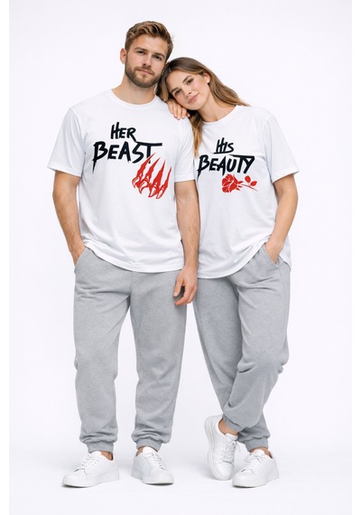 Nevermınd Sevgili Kombini Her Beast His Beauty Oversize Çift Tişört Unisex Partner Couple Kombin Beyaz Beyaz Nevermınd Sevgili Kombini Her Beast His Beauty Oversize Çift Tişört Unisex Partner Couple Kombin Beyaz Beyaz