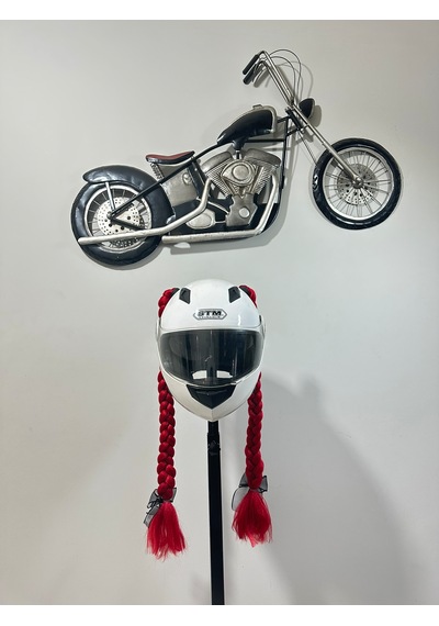 Motor & Motosiklet Kırmızı Çift Örgü Saç Kask Dış Aksesuarı
