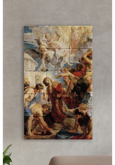 Doğal Taş Tablo - Peter Paul Rubens - The Martyrdom Of St Stephen - Duvar Dekoru 30x50cm