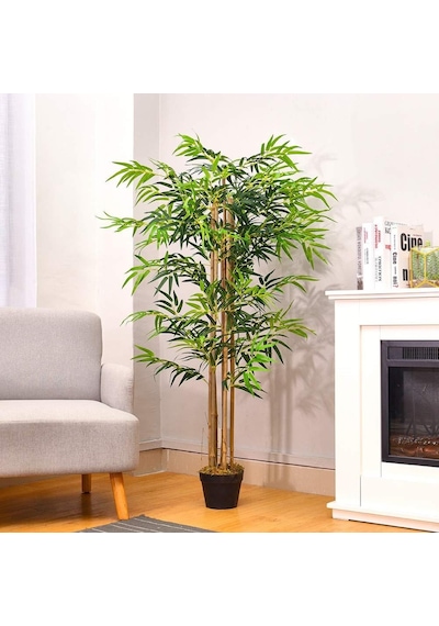 Yapay Bambu Ağacı Ekstra Doğal Görünüm Siyah Saksılı 6 Dallı 150C