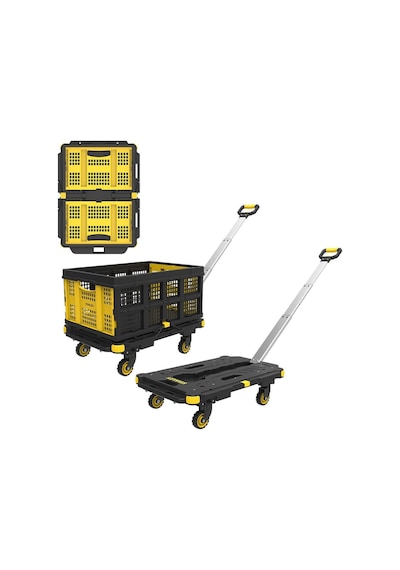 Stanley Pc532b 137kg 62x45cm Dört Tekerli Çekme Kollu Yük Ve Paket Taşıma Arabası + Ft505 25kg Katlanır Çok Amaçlı Taşıma Sepeti
