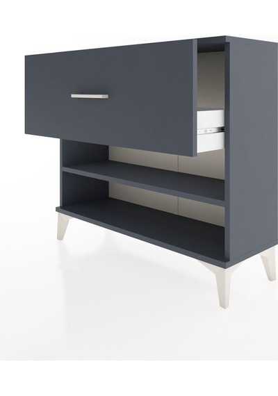 Arges Şifonyer Tek Raflı Tek Çekmeceli 88x30x80 Antrasit-antrasit Antrasit