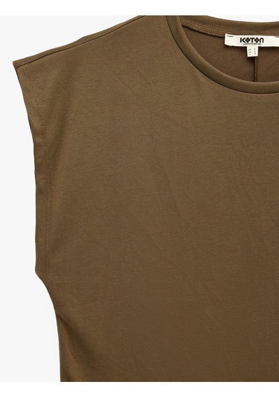 Koton Modal Karışımlı Bisiklet Yaka Kısa Kollu Basic Pijama Üstü Kahverengi 7wlk40105mk Kahve