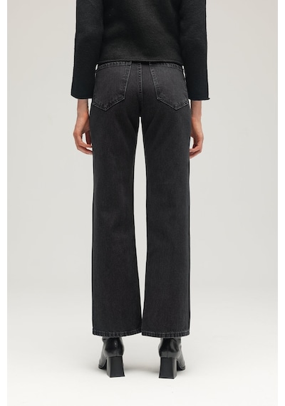 Saade Kadın Yüksek Bel Mary Vintage Straight Fit Jean Pantolon Antrasit