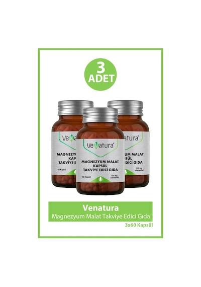 Venatura Magnezyum Malat Takviye Edici Gıda 60 Kapsül 3 Adet