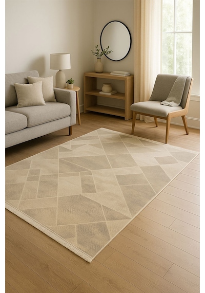Raschel Carpet Premium Seri Kahverengi Triko Akrilik Jüt Taban Doğal Halı Yolluk Oturma Odası Halı 1731a Ekru