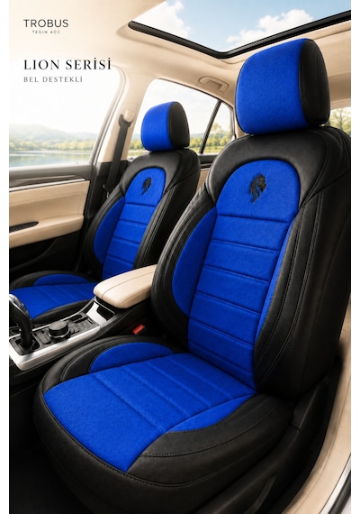 Chevrolet Captiva 2011-2014 Uyumlu Lion Serisi Mavi Siyah Oto Koltuk Kılıfı