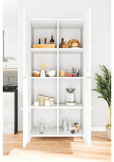 Enwood Deneb Mdf Beyaz 4 Kapaklı Panjur Kapak Ahşap Ayaklı Kiler