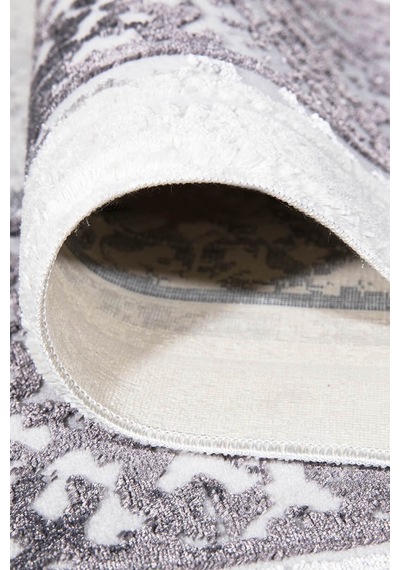 Gri Bordürlü Parlak Yanar Dönerli Altı Kaymaz Makine Dokuma Halı Gri Ve Antrasit