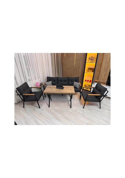 Houseart Vera 3+1+1 + Masa , Balkon, Bahçe - Cafe , Teras , Metal Kanepe Koltuk Takımı , Yemek Masası ,çay Seti Antrasit Houseart Vera 3+1+1 + Masa , Balkon, Bahçe - Cafe , Teras , Metal Kanepe Koltuk Takımı , Yemek Masası ,çay Seti Antrasit