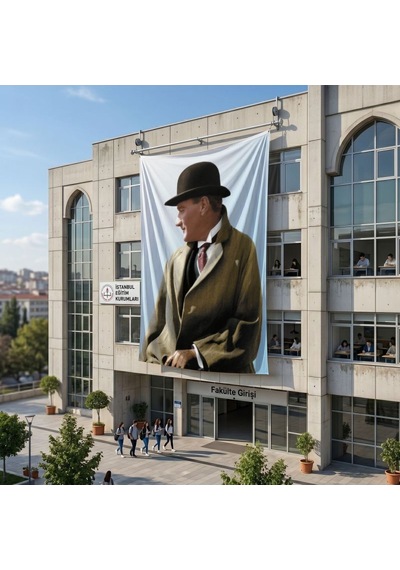 Sivil Mustafa Kemal Atatürk Poster Bayrak Raşel Kumaş 6x9 Metre Ata18 Diğer
