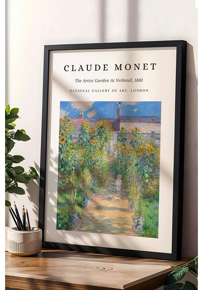 Claude Monet The Artist's Garden At Vetheuil Çerçeveli Tablo - Eklektik Tarz Duvar Dekoru