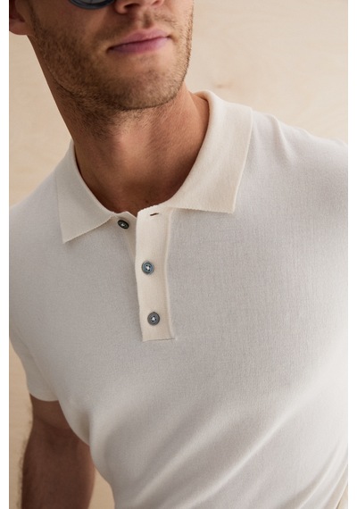 Grimelange Vesto Erkek Triko Ekru Polo Yaka T-shirt