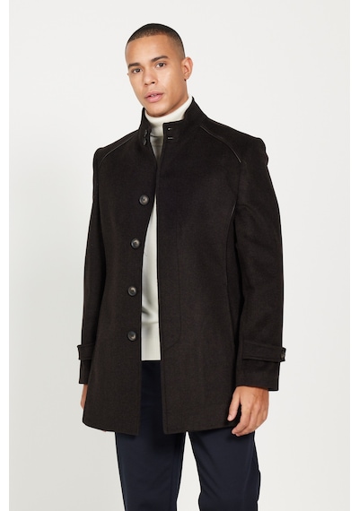 Ac&Co / Altınyıldız Classics Erkek Kahverengı Standart Fit Normal Kesim Dik Yaka Desenli Palto Kahverengi Ac&Co / Altınyıldız Classics Erkek Kahverengı Standart Fit Normal Kesim Dik Yaka Desenli Palto Kahverengi
