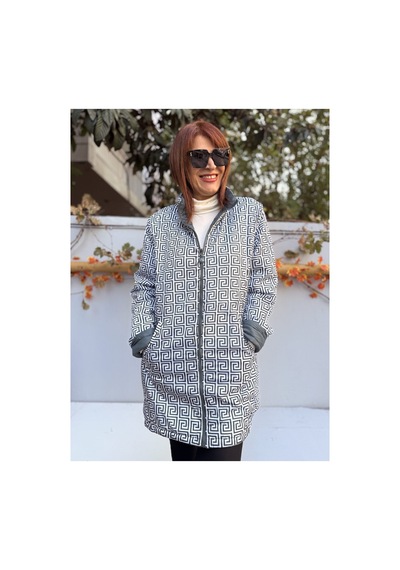 Denizege İtalyan Çift Taraflı Midi Mont Fendi Yeşil Yeşil