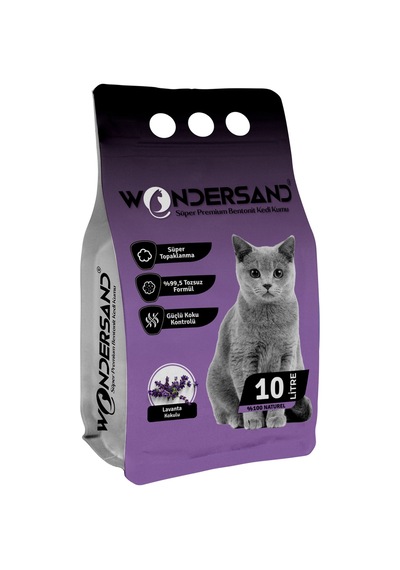 Wondersand Lavanta Kokulu İnce Topaklaşan Bentonit Kedi Kumu 10 L