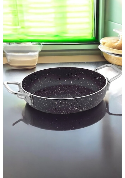 Gökdil Cantef Yanmaz Yapışmaz 24 Cm Metal Kulplu Granit Omlet Tava Siyah
