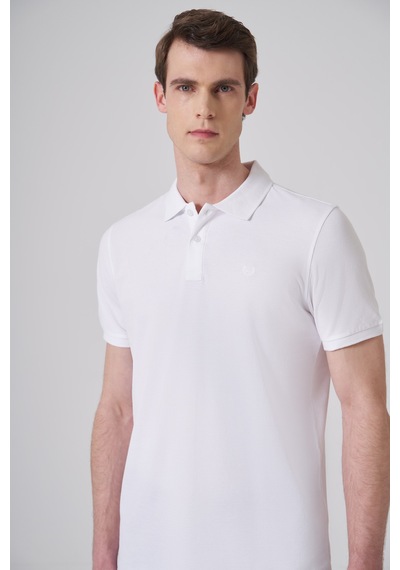 Morven Erkek Beyaz Basic Polo Yaka Dynamic Fit T-shirt 26yc018007600 Beyaz