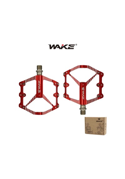 Wake Alüminyum Kırmızı Rulmanlı Cr-mo Mil Geniş Bisiklet Pedalı