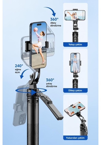 Tripod Çok Amaçlı 1.6m Kamera Telefon Tutucu C17 Siyah