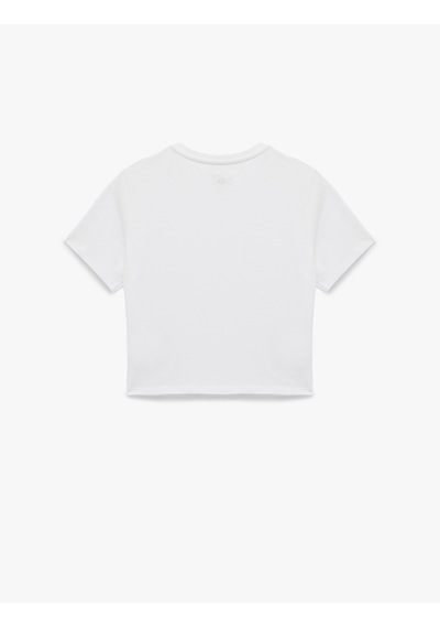 Koton Slim Fit Kısa Kollu Pamuklu Bisiklet Yaka Spor Tişört Beyaz 7wak10053nk