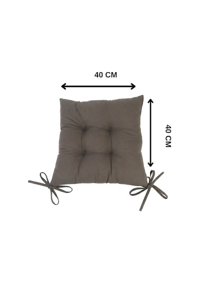 40x40 Kahverengi Sandalye Minderi Yumuşak Kadife Dokulu, Kaymaz Bağcıklı