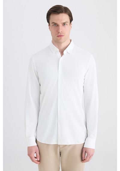Twn Slim Fit Beyaz Örme Gömlek 5ec02ım02259m Çok Renkli