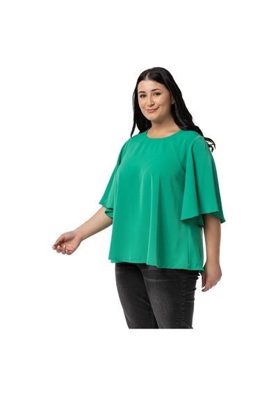 Disentis Büyük Beden Geniş Kısa Kollu Benetton Yeşili Bluz-benetton Yeşili Yeşil