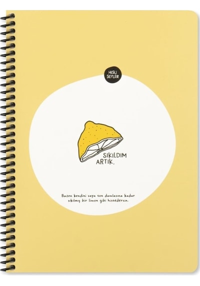 Hisli Şeyler A4 80 Yaprak Çizgili Sipiralli Stickerli Defter Sıkıldım Artık