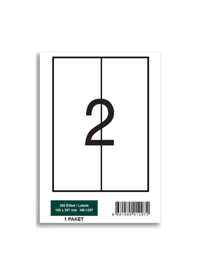 Herboy Hb-1297 105 X 297 Mm A4 Baskılı Laser Etiket 100 Adet
