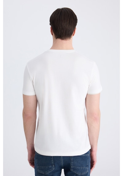 Twn Slim Fit Ekru Düz %100 Pamuklu T-shirt 2ec143831113m E01