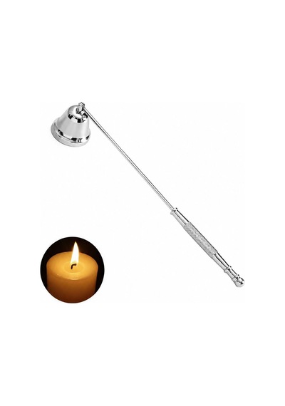 Hareketli Baş Çelik Silver 22 Cm Dekoratif Çan Dizayn Saplı Mum Söndürücü Cin818slv Gümüş