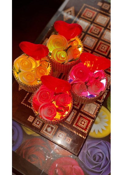 Sevgililer Günü Ledli Gül Sepeti 10cm 10cm
