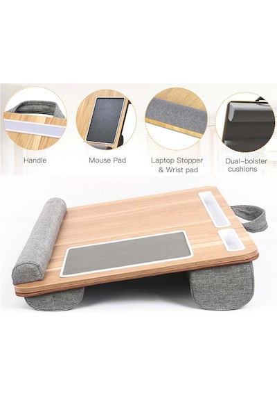 Konfeksiyon-Market Portatif Laptop Sehpası Tablet Bölmeli Yastıklı Notebook Masası