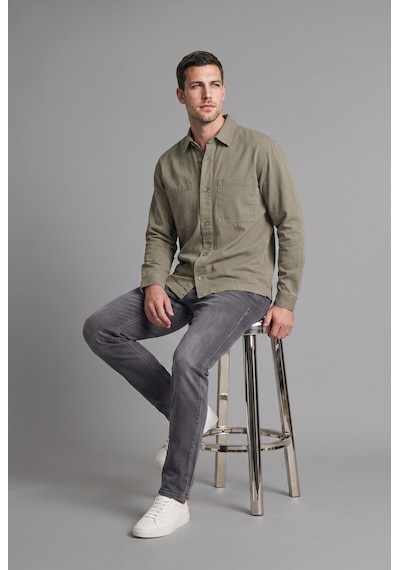 Defacto Boxy Fit Polo Yaka Çift Cepli Pamuklu Uzun Kollu Gömlek H4590ax26aukh465 Haki-kh465