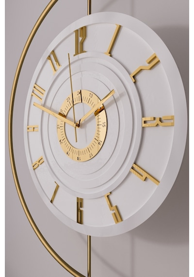 Metaquartz Aksesuar 7-24h - Büyük Boy -timelless Kristal Pilli Quartz , Metal Duvar Saati Gold