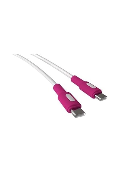 Type C-c Power Delivery Hızlı Şarj Kablosu, Beyaz Kablo, Beyaz/fuşya Uçlar 150 Cm