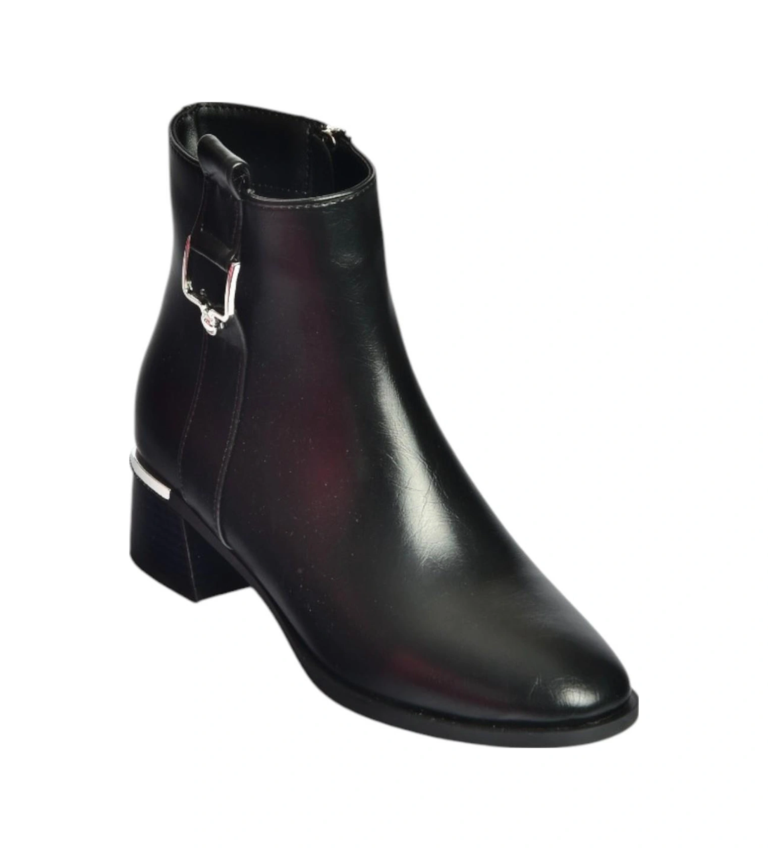 Fox Shoes V518978809 Siyah Alçak Topuklu Kadın Bot Siyah-Suni Deri