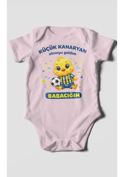 Morivokids Küçük Kanaryan Olmaya Geldim Babacığım Kısa Kollu Bebek Body %100 Pamuk Bebe Pembe