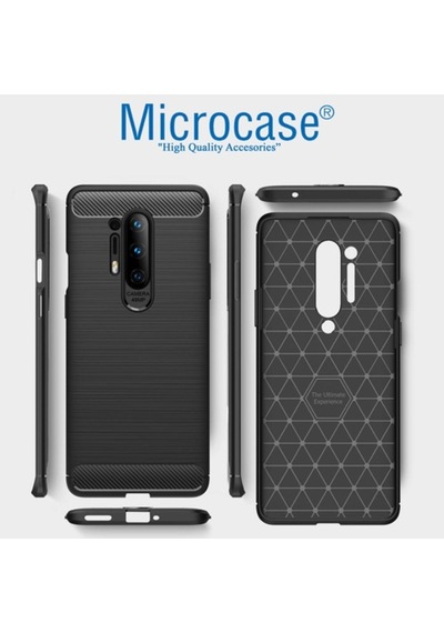 Microcase Oneplus 8 Pro Brushed Carbon Fiber Silikon Kilif -Siyah 439342532