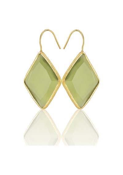 Kadir Jewellery 22 Ayar Altın Kaplama Vintage Küpe -el İşçiliği Ve Hipoalerjenik Küpe Altın - Zeytin Yeşili 19565443