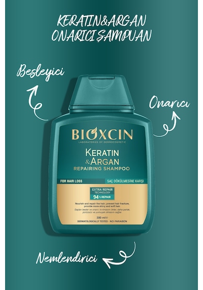 Bioxcin Keratin & Argan Onarıcı Şampuan 300 ml - Yıpranmış Ve Hasar Görmüş Saçlar 2 Li Avantaj Set